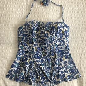 Anthropologie peplum tankini top and bottom